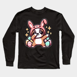 Dabbing Boxer Wearing Bunny Costume Long Sleeve T-Shirt